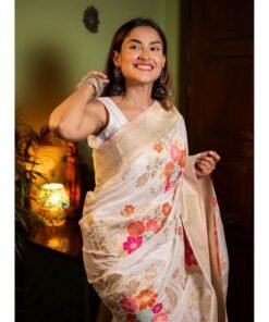 Banarasi soft silk saree with gold zari weave for festive wear